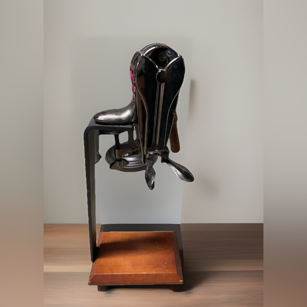 VTG Black Metal Horse Saddle Wine Holder and Bottle Opener